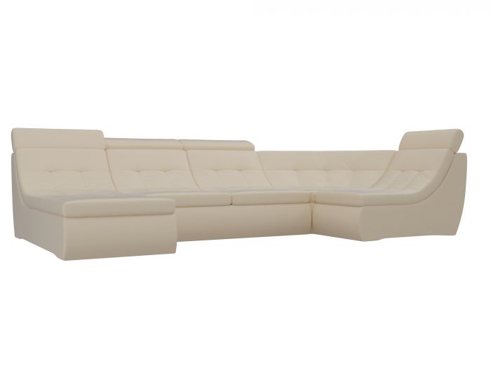 105597 П-образный модульный диван Холидей Люкс | Экокожа | Бежевый