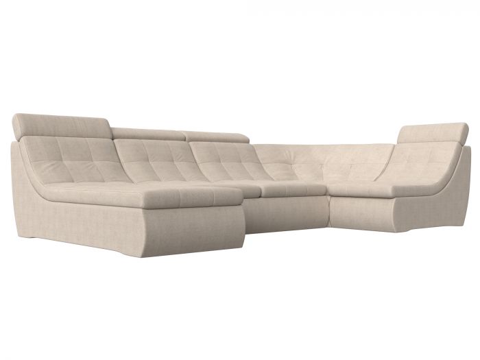 105594 П-образный модульный диван Холидей Люкс | Рогожка | Бежевый