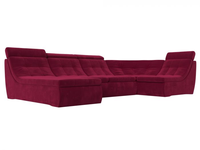 112633 П-образный модульный диван Холидей Люкс | Микровельвет | Бордовый