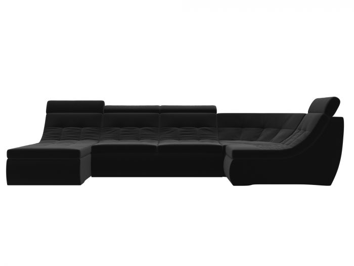 105593 П-образный модульный диван Холидей Люкс | Микровельвет | Черный
