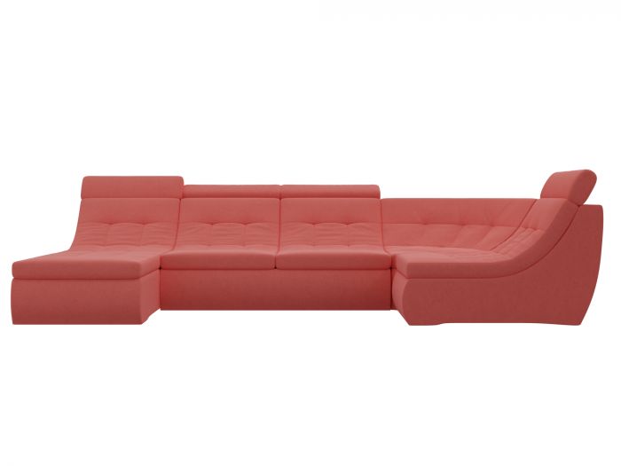 105589 П-образный модульный диван Холидей Люкс | Микровельвет | Коралловый
