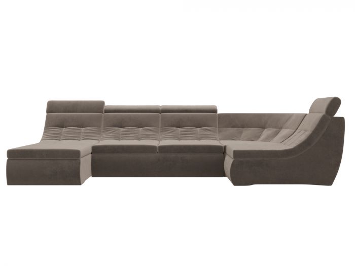 105582 П-образный модульный диван Холидей Люкс | Велюр | Коричневый