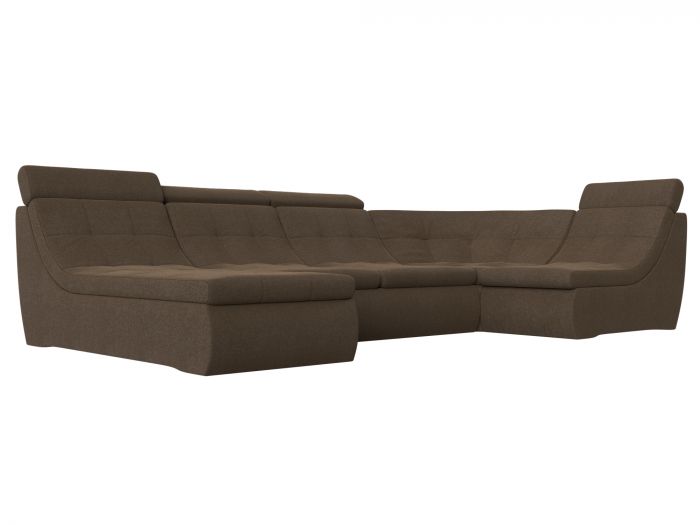 105595 П-образный модульный диван Холидей Люкс | Рогожка | Коричневый