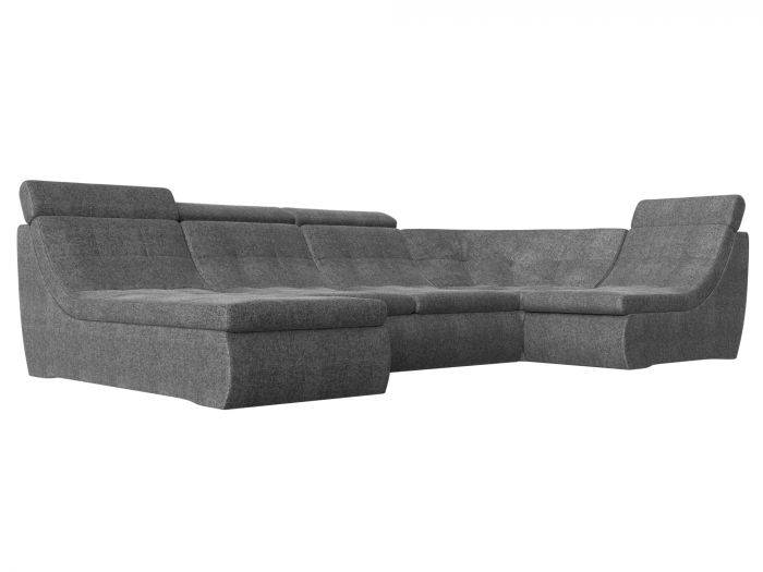105596 П-образный модульный диван Холидей Люкс | Рогожка | Серый