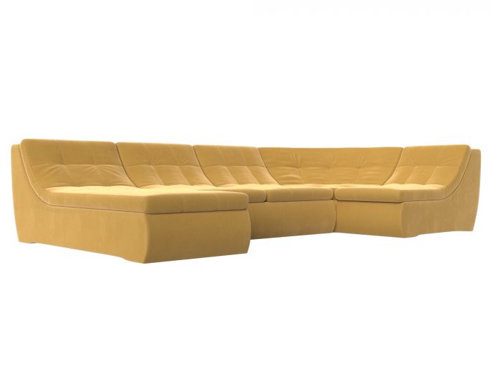 112678 П-образный модульный диван Холидей | Микровельвет | Желтый