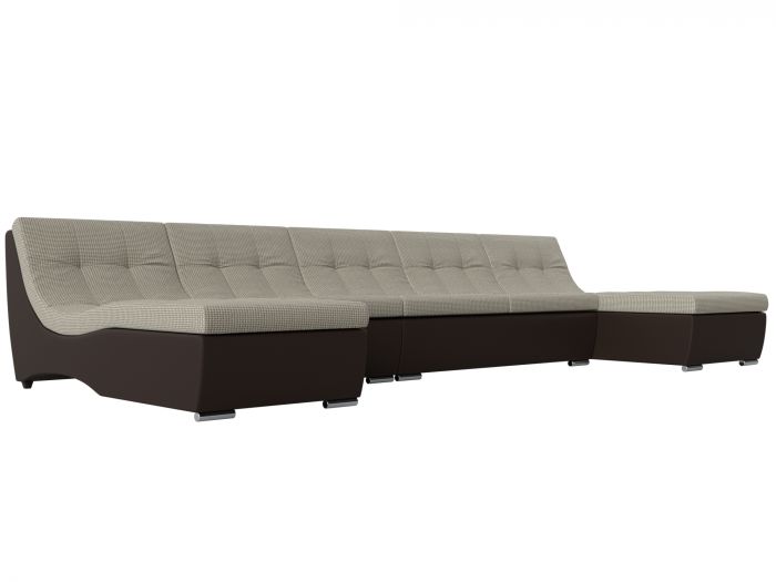 111545 П-образный модульный диван Монреаль Long | Корфу | экокожа | Корфу 02 | коричневый