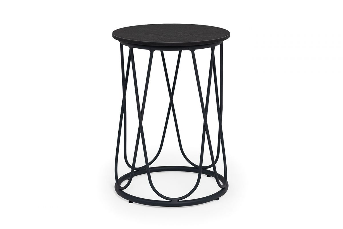 "Перу" журнальный стол из HPL круглый Ø40 H55, каркас из алюминия темно-серый (RAL 7024) муар, цвет