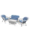Плетеный комплект для отдыха из искусственного ротанга LV-520 White-Blue - 2