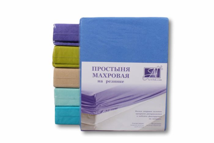 ПМР-ЛАЗУ-140 Лазурь простыня махровая на резинке 140х200+20