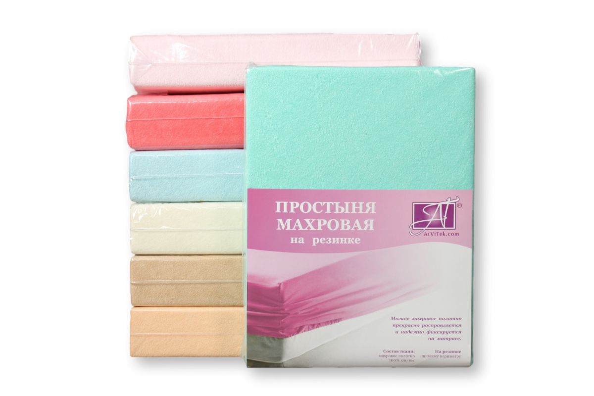 ПМР-МЕ-090 Ментол простыня махровая на резинке 090х200+20