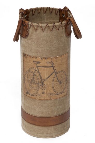 Подставка для зонтов Secret De Maison BICYCLE ( mod. M-12650 ) металл-кожа буйвола-ткань, 26*26*60, коричневый, ткань: винтаж