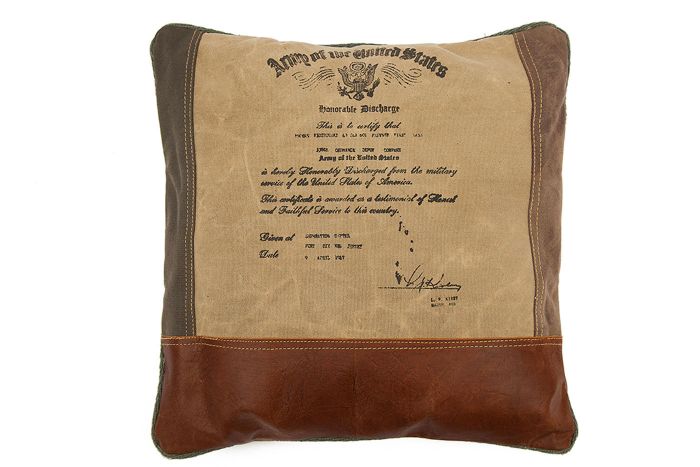 Подушка Secret De Maison THOMAS ( mod. M-7043 ) кожа буйвола - ткань, 40 х 40см, коричневый, ткань: винтаж