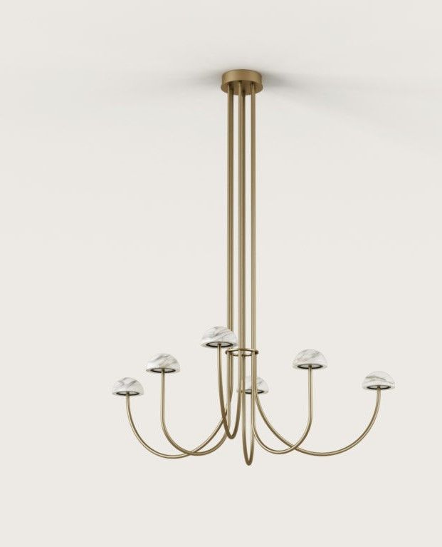 Подвесной светильник Dussa 6L золотой металл - белый мрамор