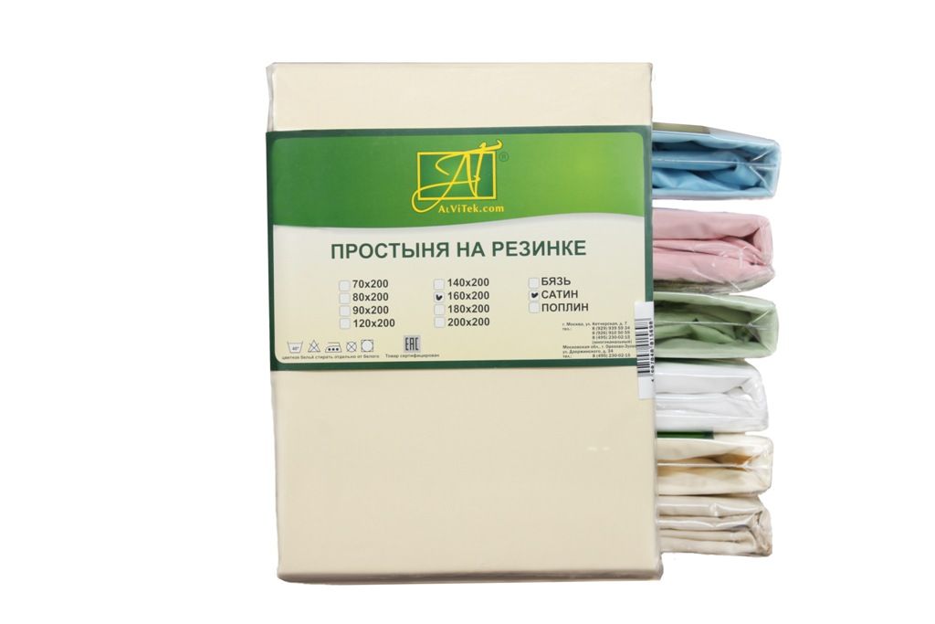 ПР-СО-22-КРЕМ Кремовая Простынь ткань Сатин однотонный 214х220