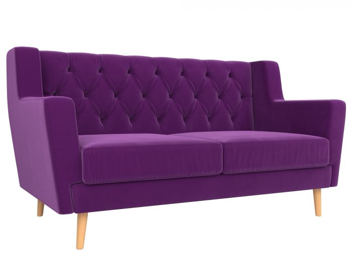 108953 Прямой диван Брайтон 2 Люкс | Микровельвет | Фиолетовый
