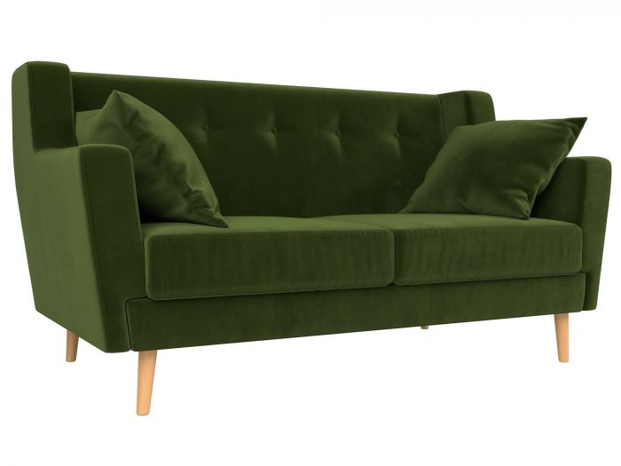 108924 Прямой диван Брайтон 2 | Микровельвет | Зеленый