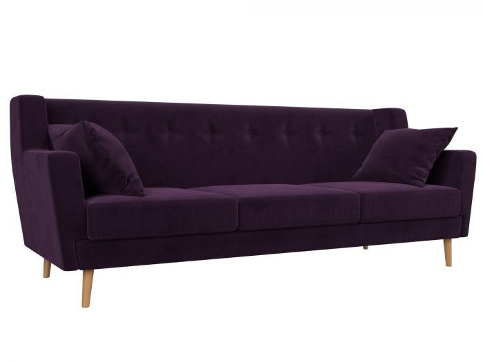 109154 Прямой диван Брайтон 3 | Велюр | Фиолетовый