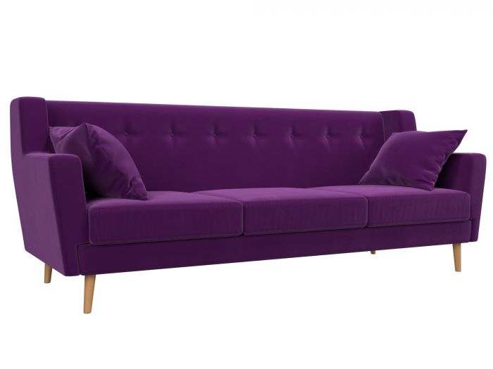 109162 Прямой диван Брайтон 3 | Микровельвет | Фиолетовый