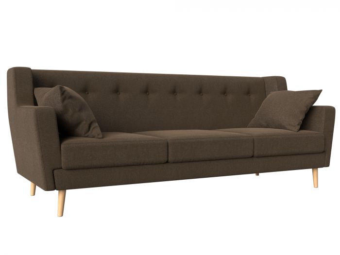 109165 Прямой диван Брайтон 3 | Рогожка | Коричневый