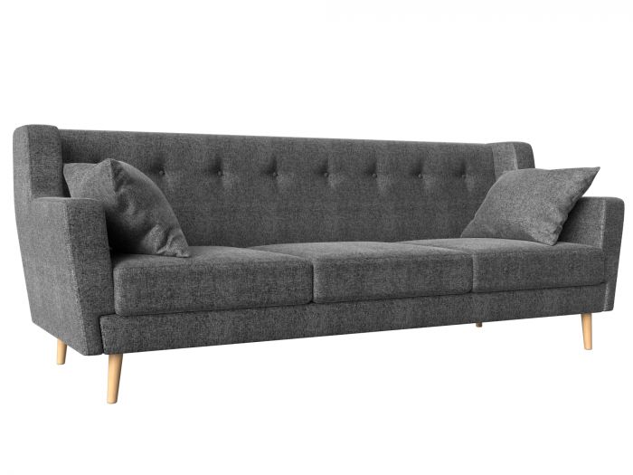 109166 Прямой диван Брайтон 3 | Рогожка | Серый