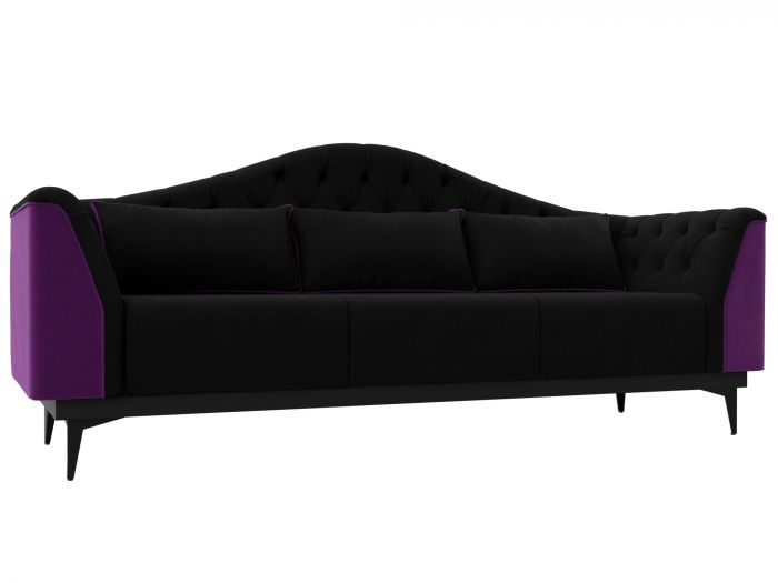 112365 Прямой диван Флорида | Микровельвет | черный | фиолетовый