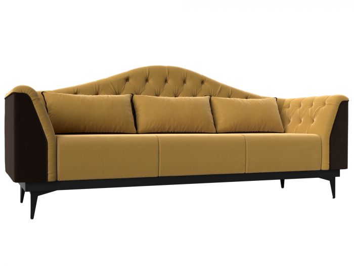 112353 Прямой диван Флорида | Микровельвет | Желтый | коричневый