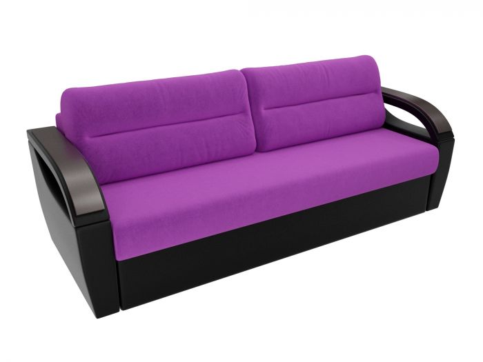 100752 Прямой диван Форсайт | Микровельвет | Экокожа | Фиолетовый | Черный