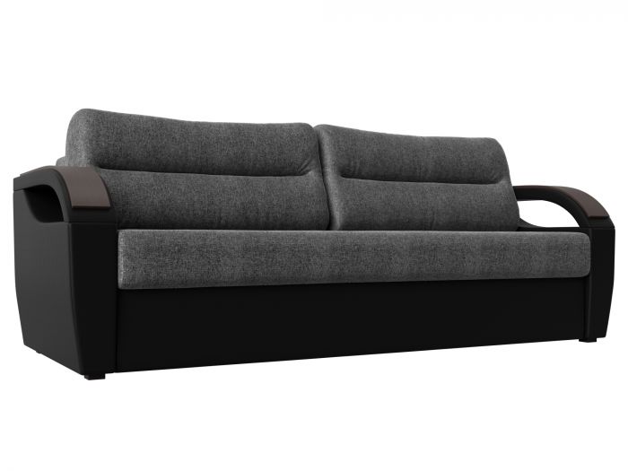 100760 Прямой диван Форсайт | Рогожка | Экокожа | Серый | черный
