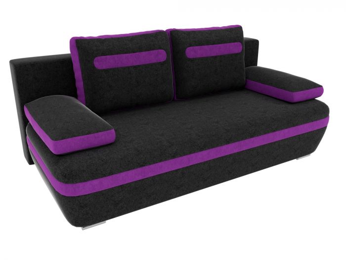 100313 Прямой диван Каир | Микровельвет | черный | фиолетовый
