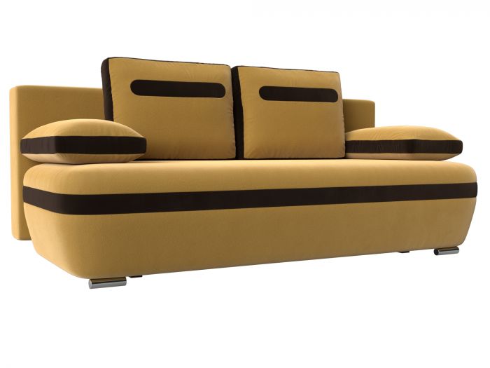 110622 Прямой диван Каир | Микровельвет | Желтый | коричневый