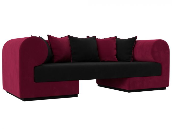 116301 Прямой диван Кипр | Микровельвет | Черный | Бордовый