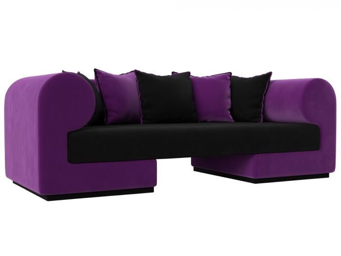 116302 Прямой диван Кипр | Микровельвет | черный | фиолетовый