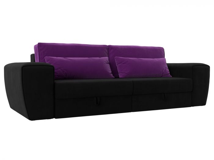 118630 Прямой диван Лига-008 | Микровельвет | Черный | Фиолетовый