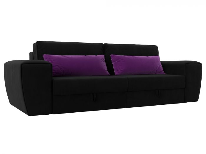 118632 Прямой диван Лига-008 | Микровельвет | Черный | Фиолетовый
