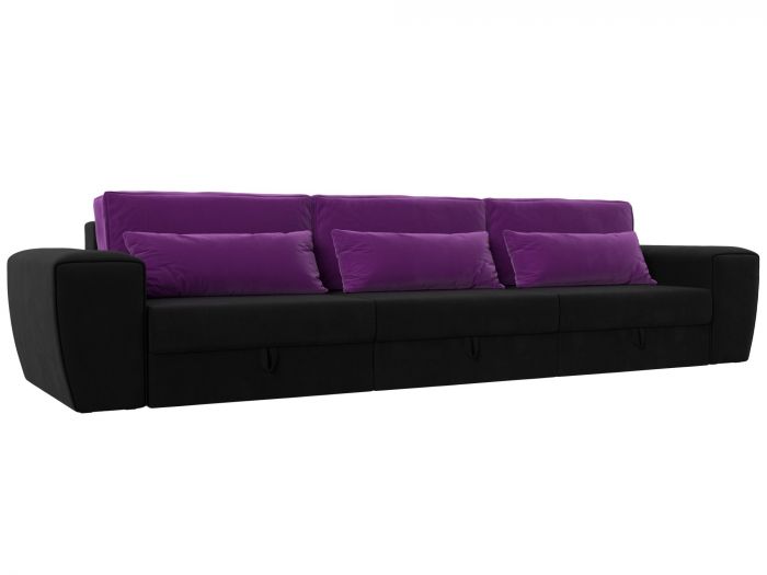 119076 Прямой диван Лига-008 Long | Микровельвет | Черный | Фиолетовый