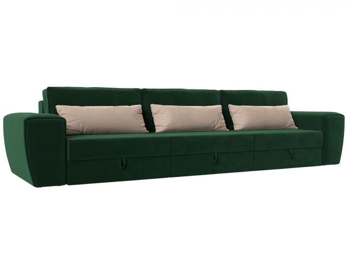 119011 Прямой диван Лига-008 Long | Велюр | Зеленый | Бежевый