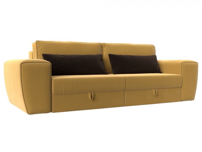 118600 Прямой диван Лига-008 | Микровельвет | Желтый | коричневый