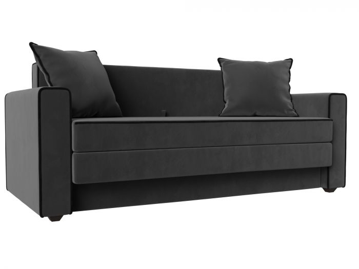117541 Прямой диван Лига-012 | Велюр | Серый | Черный