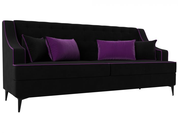 111910 Прямой диван Марк | Микровельвет | черный | фиолетовый