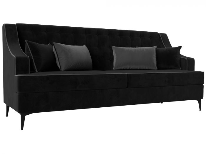 111901 Прямой диван Марк | Велюр | черный | серый