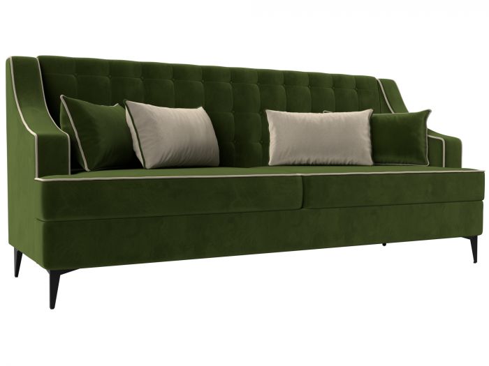 111905 Прямой диван Марк | Микровельвет | Зеленый | Бежевый