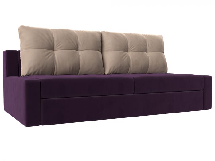110999 Прямой диван Мартин | Велюр | фиолетовый | бежевый