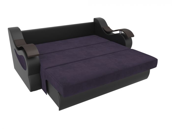 106380 Прямой диван Меркурий 140 | Велюр | Экокожа | Фиолетовый | Черный