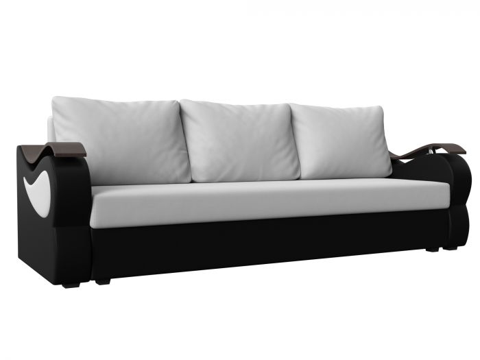 112950 Прямой диван Меркурий лайт | Экокожа | Белый | Черный