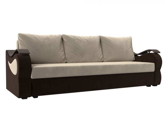 112930 Прямой диван Меркурий лайт | Микровельвет | бежевый | коричневый