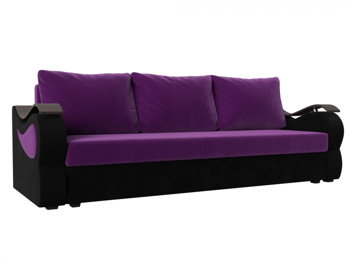 112941 Прямой диван Меркурий лайт | Микровельвет | Фиолетовый | Черный