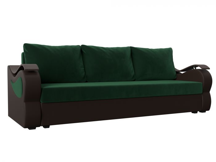 112918 Прямой диван Меркурий лайт | Велюр | Экокожа | зеленый | коричневый