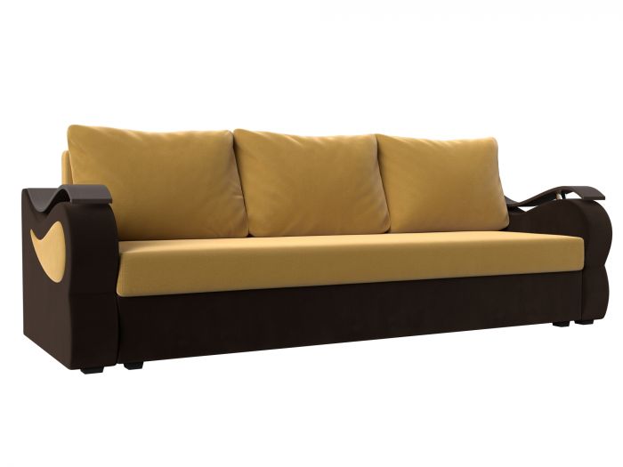 112932 Прямой диван Меркурий лайт | Микровельвет | Желтый | коричневый