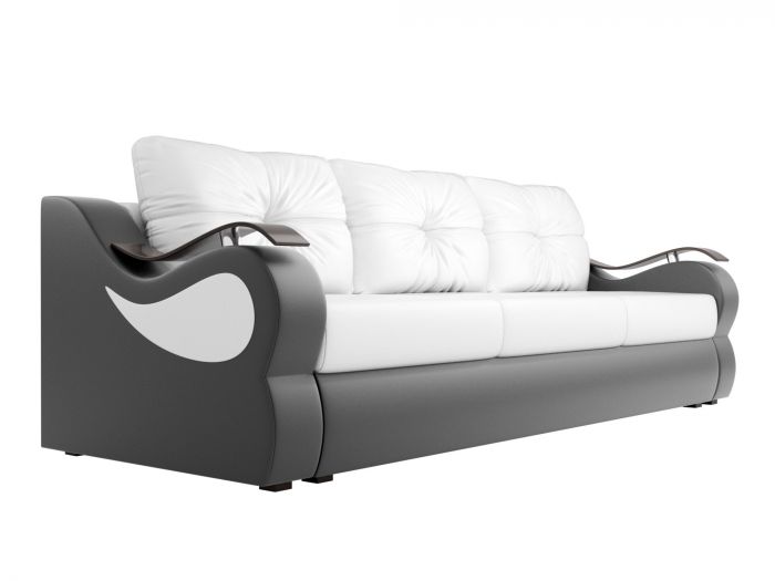 100490 Прямой диван Меркурий еврокнижка | Экокожа | Белый | Черный