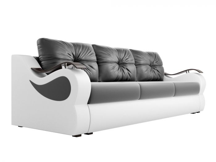 100492 Прямой диван Меркурий еврокнижка | Экокожа | Черный | Белый